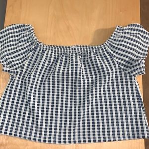 Zara blue and white gingham top